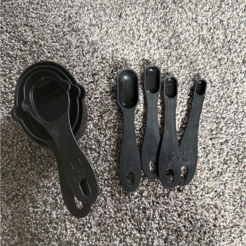 $2 Add on- Black Measuring Cups and Spoons Set - Kitchen Essentials